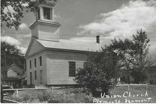 RPPC, PLYMOUTH, VERMONT POSTCARD Union Church