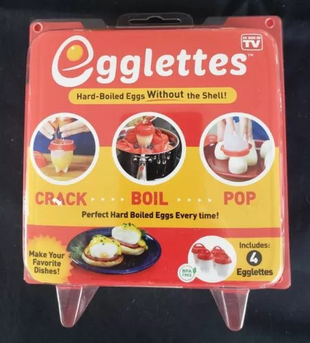 Egglettes Hard Boiled Egg Cooker Without the Shell, 4 Eggs As Seen On TV, New 