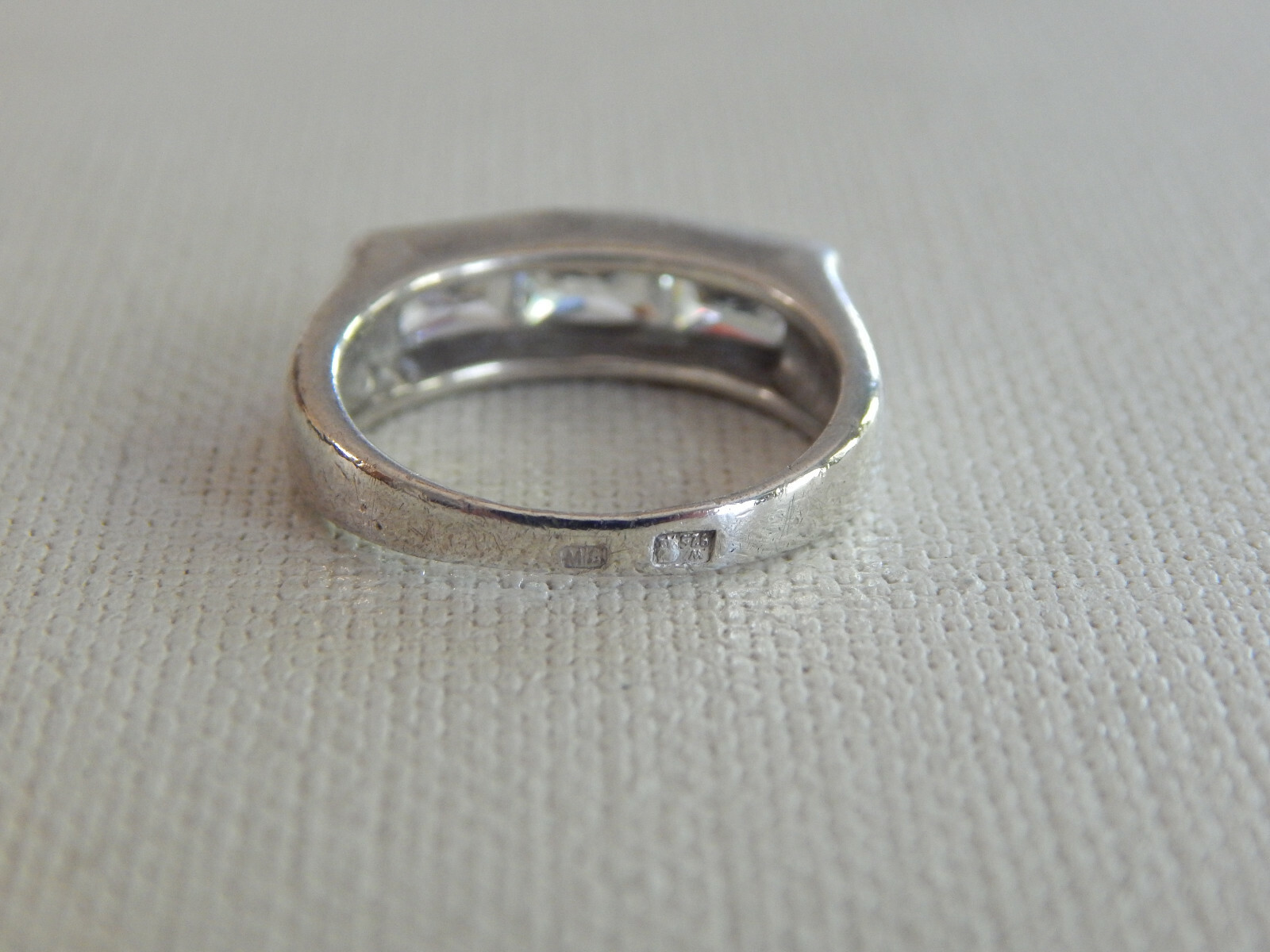 Sterling Silver Rectangle Squared Clear Stone Rin… - image 7