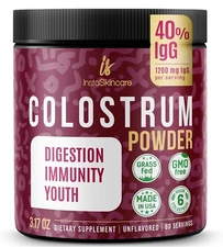 Bovine Colostrum Powder - 40% IgG Highly Concentrated Pure Bovine 3.17 OZ USA