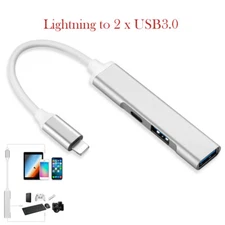 Lightning to Keyboard Dual USB Female OTG Adapter Charging Cable for iPhone