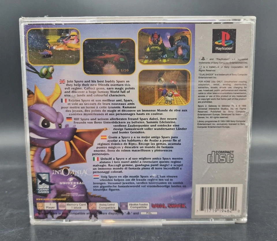 Spyro 2 Gateway to Glimmer Platinum - Sony Playstation 1 PS1 - Complet - PAL TBE - Photo 2/4