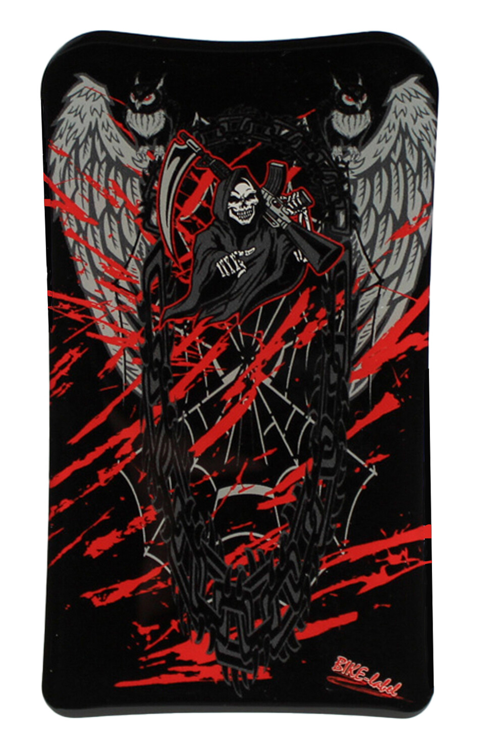 Motorcycle tank pad 3D sticker skull owl black red paint protection: shape 53