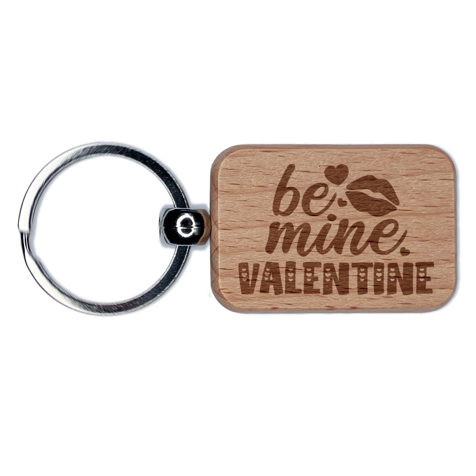 Personalized Valentine's Day Wooden Keychain Tag - Be Mine Charm