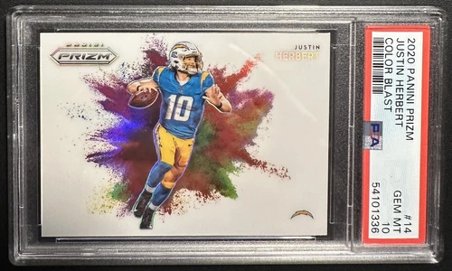 2020 Panini Prizm Justin Herbert Color Blast RC SSP Gem Mint PSA 10 🔥