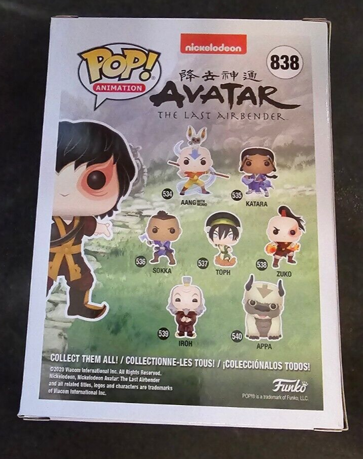 BOX ONLY Funko Pop! Avatar the Last Airbender Zuko GITD 838 Box Lunch