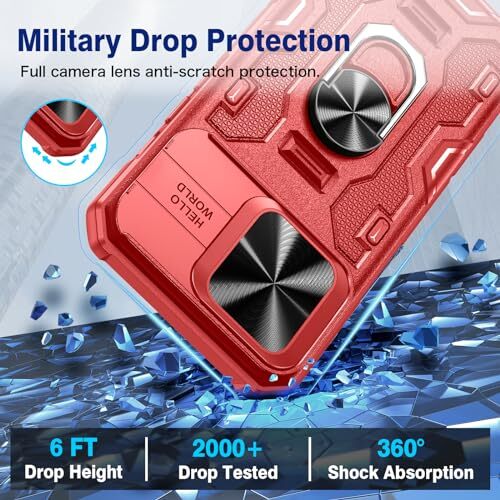 Für iPhone 15 Pro Max Hülle mit Gürtelclip Holster, Slide Kamera Cover & Rot - Bild 6 von 7