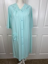 NEW 1960's Vintage Shadowline Short Nightgown Robe Peignoir SET Size SMALL Aqua