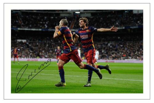 ANDRES INIESTA FC BARCELONA SIGNED PHOTO PRINT SOCCER - Picture 1 of 1