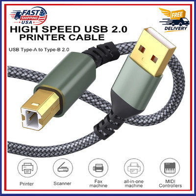Printer Cable 6/10/20 Feet USB Printer Cable USB 2.0 Type A Male to B Male - USA