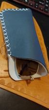 All leather glasses case oversize to fit fashion sunglasses fully lined handmade