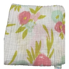 Cloud Island Swaddle Blanket Muslin Cotton Floral Pink Green Soft Wrap