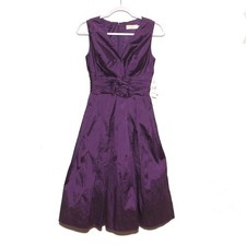 Vintage Eliza J Purple Cocktail Dress Size 2 Sleeveless Taffeta