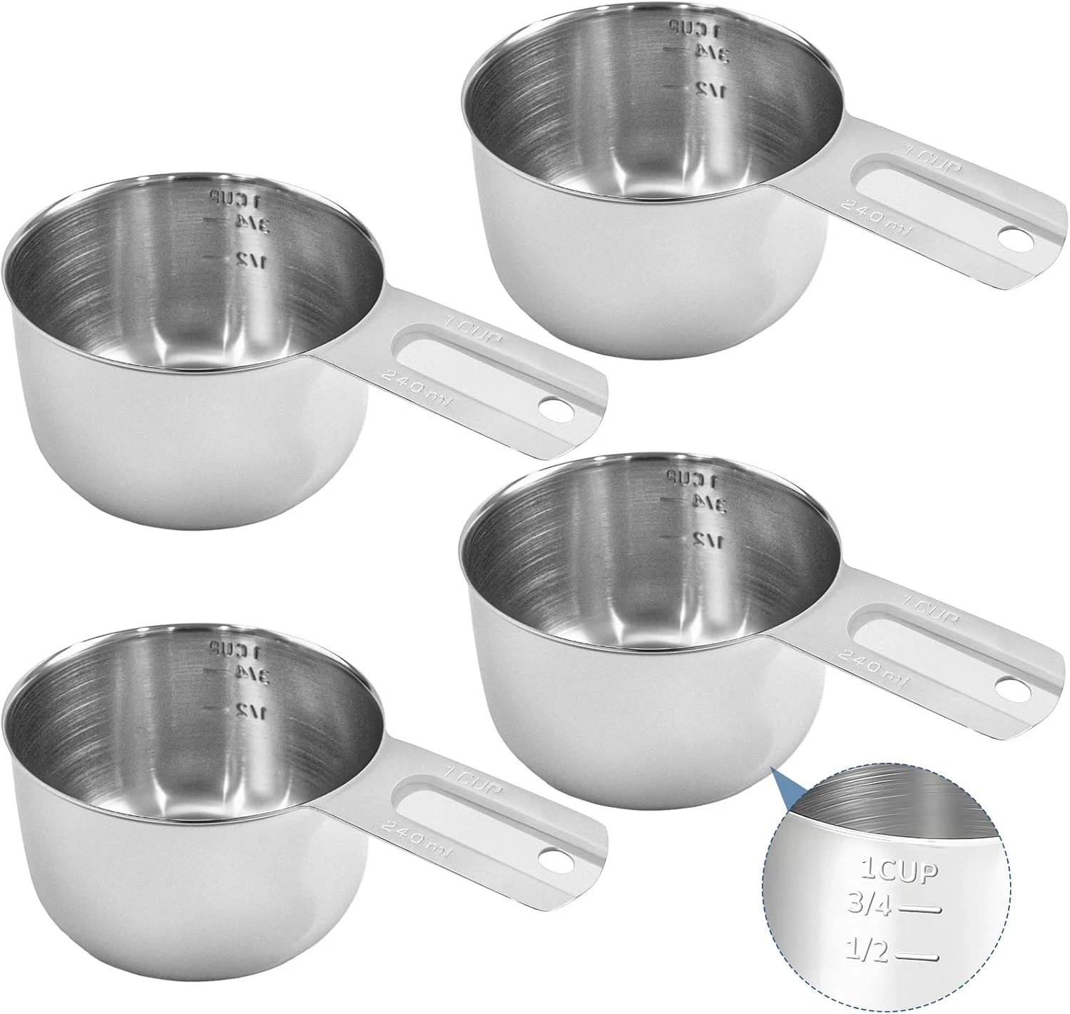4 Packs 304 Stainless Steel Measuring Cup