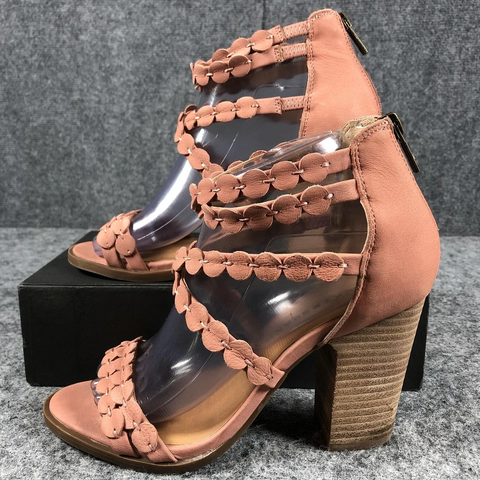 Sandalias Lucky Brand para mujer talla 7 M cuero rosa LP-Lameer tacón bloque boho Foto 3 de 4