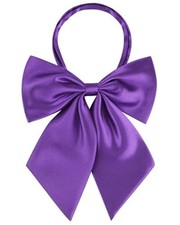 Ladies Adjustable Pre tied Bowtie - Solid Color Bow Ties for Women Purple