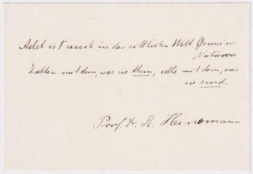 Karl Heinemann Literaturhistoriker Autograph Handwriting Schiller Quotation 1903