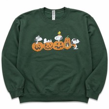 Peanuts Snoopy and Woodstock Jack-O-Lantern Pumpkin Graphic Sweatshirt