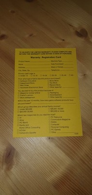 SHAREDATA INC. Original Software Warranty Registration Card