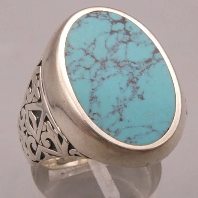 Ring Sterlingsilber 925 modernes wunderbares seltenes Design mit Türkis - Bild 1 von 4