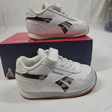 Reebok Toddler Sneakers Shoes Classic White Camo Stripe Size 4 Strap Closure EUC