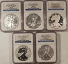 2011 AMERICAN SILVER EAGLE 5 COIN 25TH ANNIVERSARY SET NGC MS/PF70 EARLY RELEASE