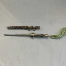 Vintage  Miniature Sword Letter Opener Tassel green