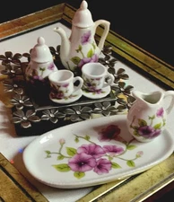 Vintage Royal Norfolk Greenbriar Intl Purple Morning Glory Mini Tea Set 10 Pcs