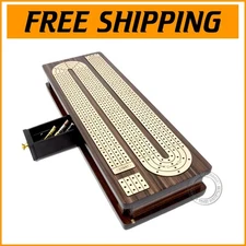 Exquisite Handmade Continuous Cribbage Board with 4 Tracks in Rosewood and Maple