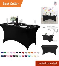Wrinkle and Stain Resistant Black Tablecloth for Events - Fits 4FT to 8FT Tables