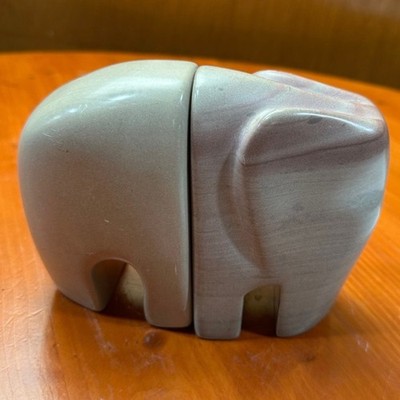 Stylized Marble Elephant Book Ends or Decor