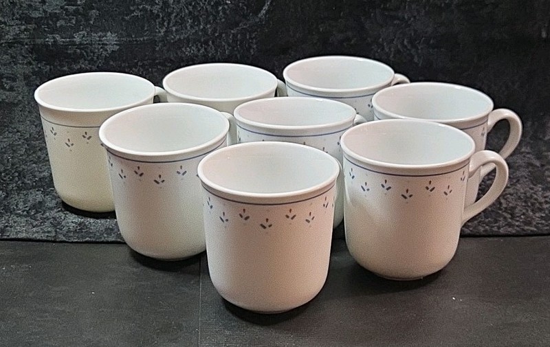 Vintage Corning White 8 PC. Coffee/tea Cup Set