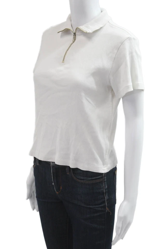 Polo Amo Feminino Cropped Gola Branca Manga Curta Tamanho M - Imagem 2 de 4