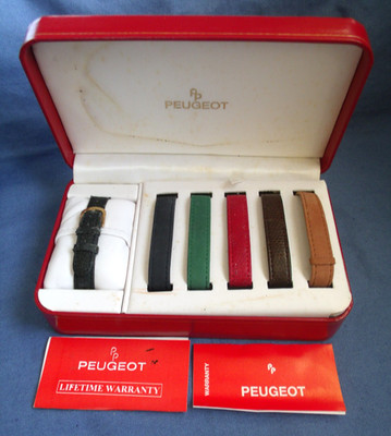 6 PEUGEOT WOMEN'S LOCK BANGLE WATCH Interchangeable Bands In Case - NO WATCH