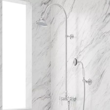 Signature Hardware Baywood Exposed Pipe Shower with Hand Shower, Chrome
