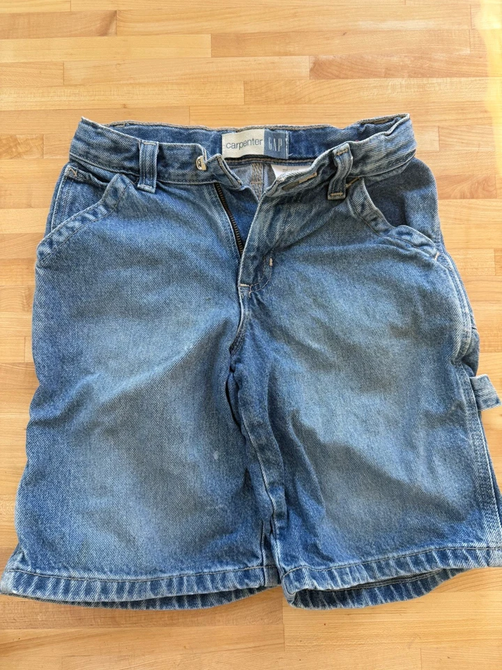 Shorts jeans vintage GAP para crianças carpinteiro tamanho 7  - Imagem 2 de 4
