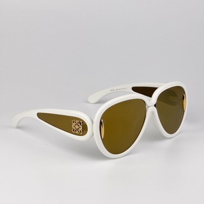 Loewe Men Sunglasses White Brown Gold Pilot LW40132I X  display picture 3