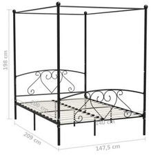 Metal Canopy Bed Frame 4 Corner Post Bedding Single Double King Queen Super King