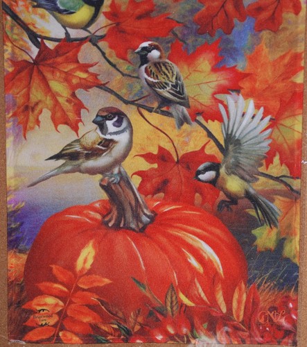 "Autumn Bird Gathering" Decorative Garden Flag 18"x12.5 - Picture 7 of 10