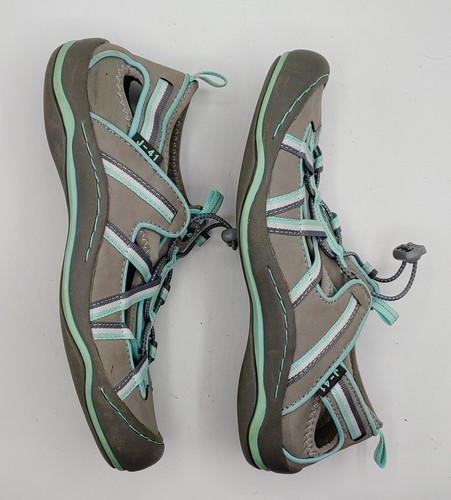 J-41 womens 6M Gray Aqua All Terra Traction Sporty Slip on Water Ready Sandals - Picture 3 of 11