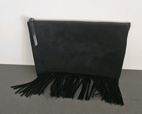 Madewell Black Suede Leather Clutch With Fringe - Picture 3 of 10