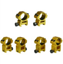 1 Inch Scope Rings Mount for 20mm Picatinny Weaver Rail Anodized Gold Aluminum