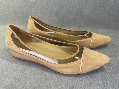 Donald J Pliner Nerina Womens 6.5 Suede Leather Brown Tan Wedge Ballet Shoes
