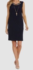 R M Richards Women's Blue Paisley-Print Round Neck Dress Size 12