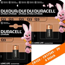 6 x Duracell CR123 CR17345 Photo Lithium Batterie 123A 3V ø17x34,5mm Blister