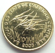 CENTRAL AFRICAN STATES 25 FRANCS 2003 UNC KM#10 Giant Eland. 1L5.4