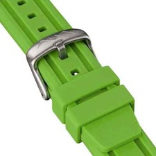 Luminous Silicone Watch Strap, Glowing in the Dark, silver Buckle 22 mm- green 