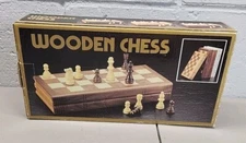 Vintage Folding Wooden Chess Board CHH Games 12" X 11.5" 
