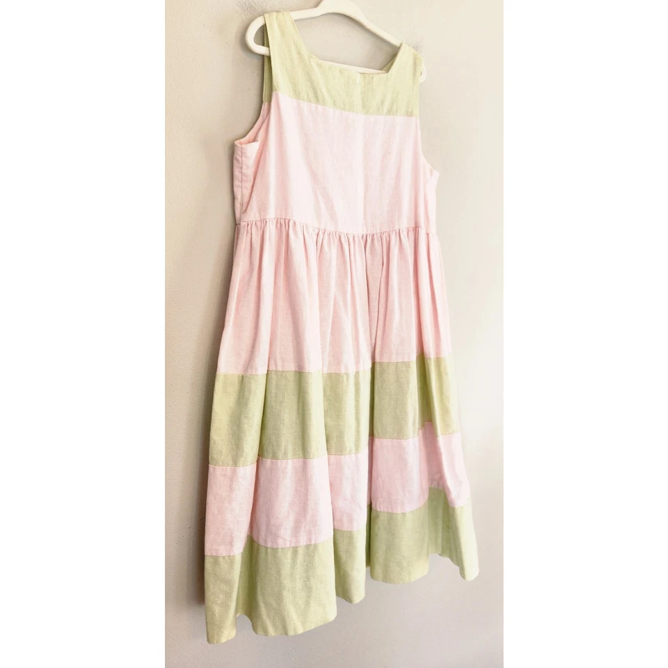 Vintage Hartstrings 90s Y2K Linen Blend Spring/Easter Dress size 8 - Image 2 of 4