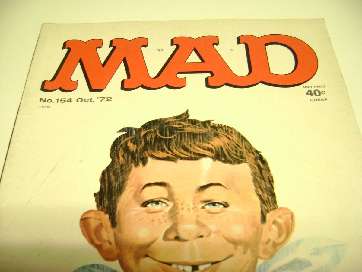 Vintage Oct. 1972 Mad Magazine #154,Alfred E. Newman Eating Corn